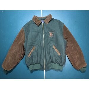 Vintage Jacket Holloway XL Original Varsity Jacket Made In USA 1980s Wool Suede